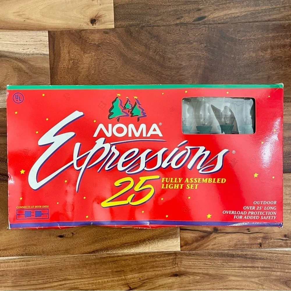 Vintage Noma Expressions Outdoor Christmas String Light Set 25 Clear New.